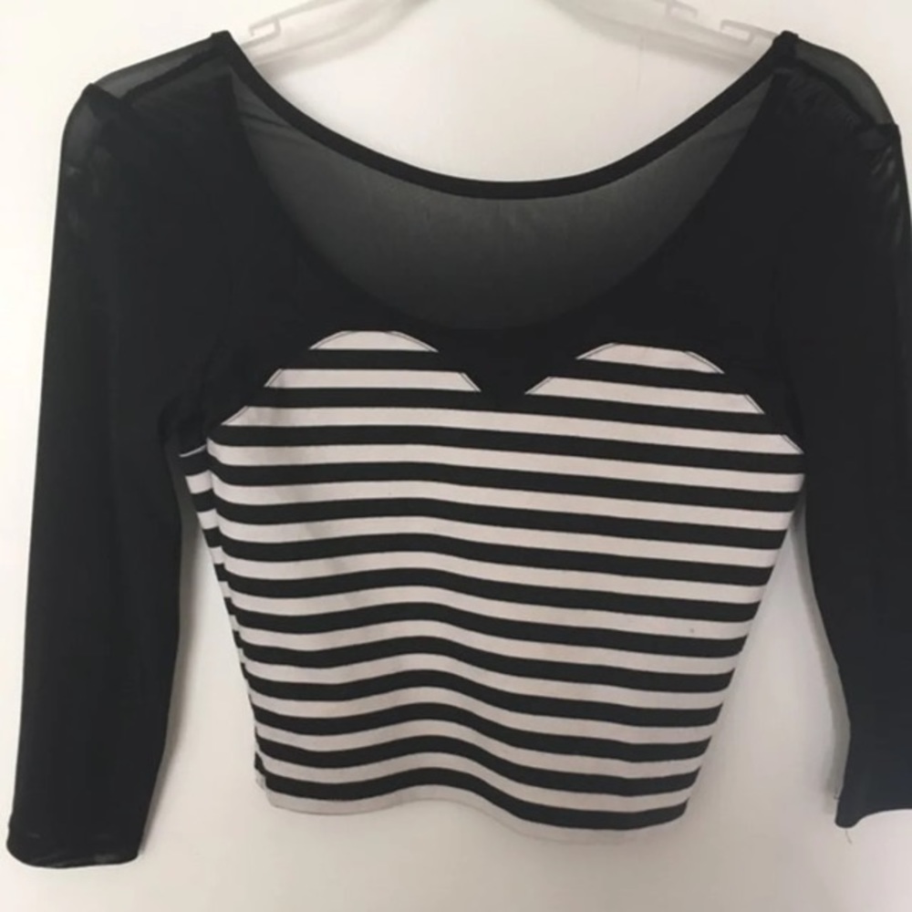 Mesh Striped Crop Top